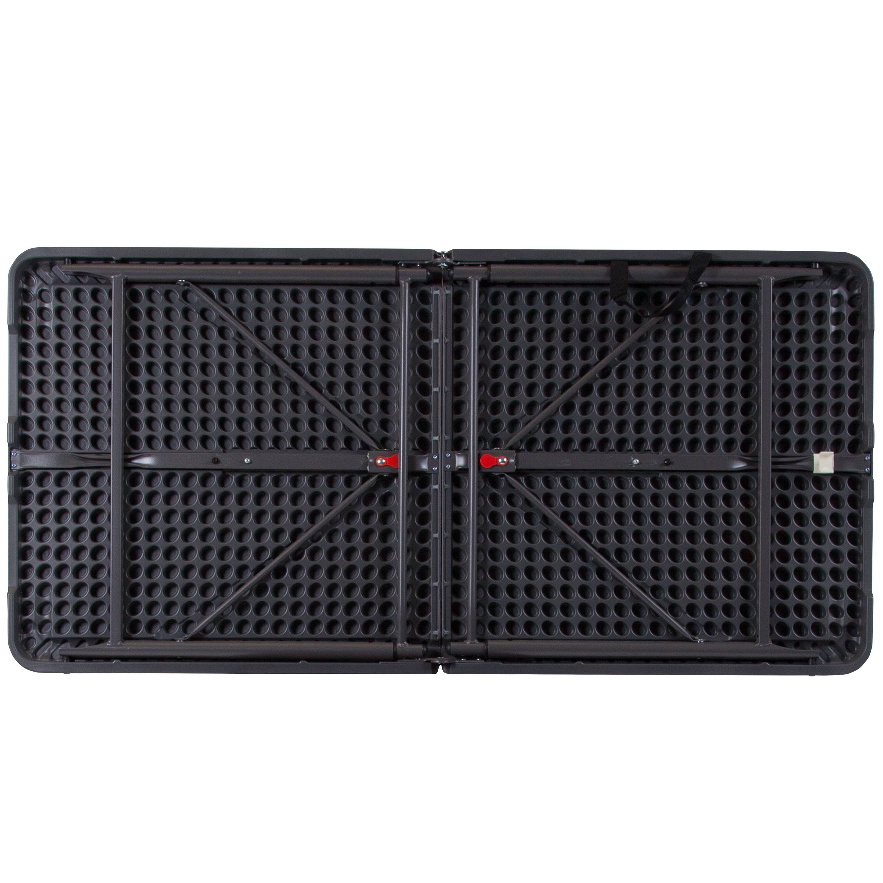 Alt View 5. Emma + Oliver - 4-Foot Height Adjustable Bi-Fold Dark Gray Plastic Folding Table with Handle - Dark Gray.