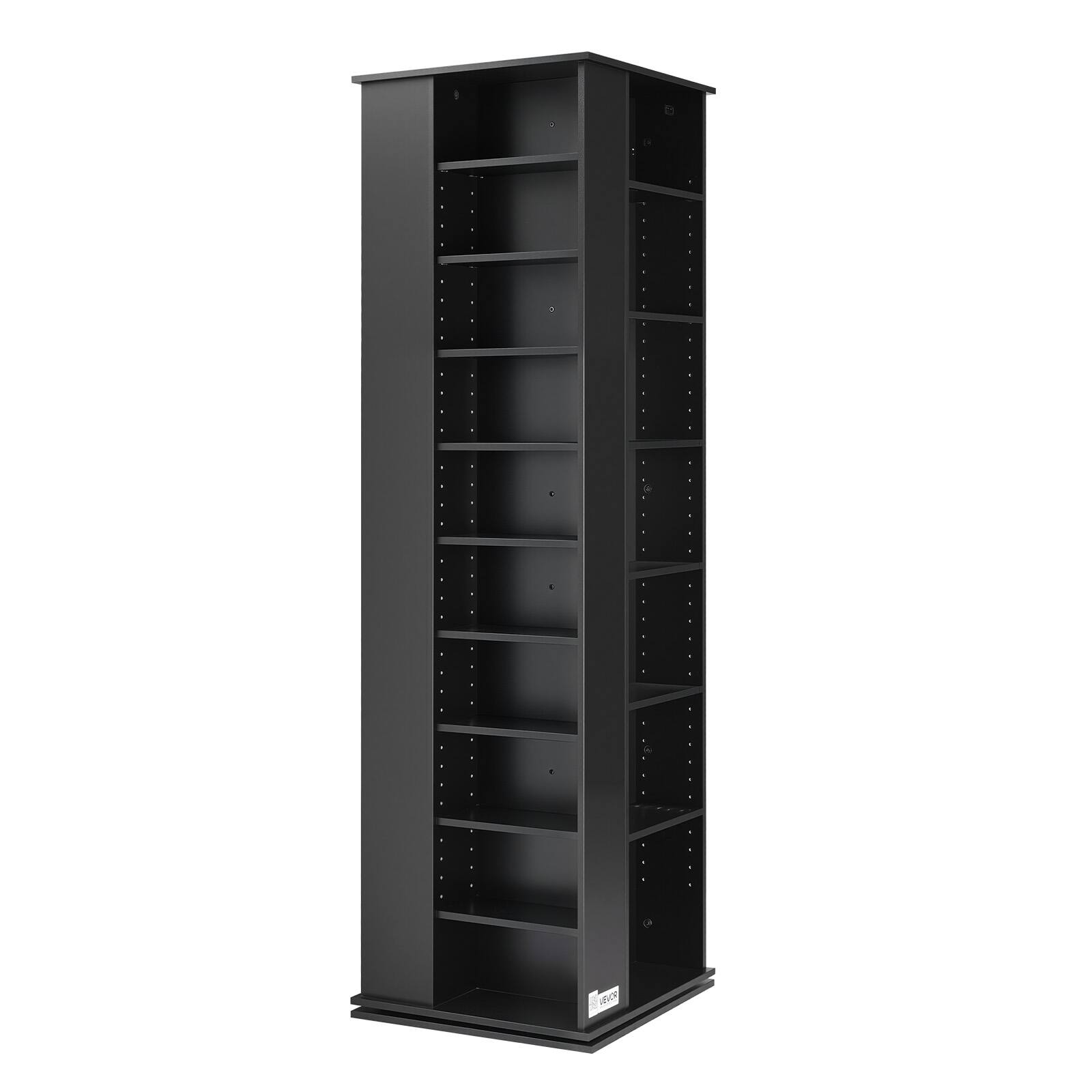 Alt View 5. VEVOR - Media Storage Cabinet, CD Rack Tower, 34 Compartments Rotating Media Tower Rack for CDs, DVDs, Books and Game Discs - Black.