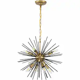 Living District - Timber 8 light pendant - Brass And Black