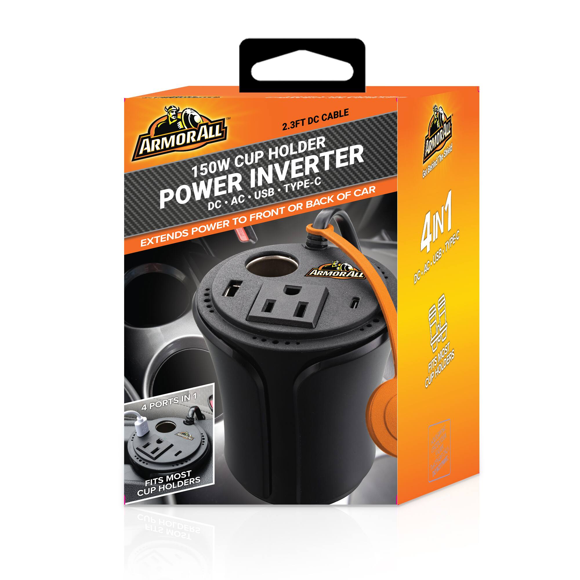 2.3FT DC CABLE ARMORALL HOLDER AlvonAe Sed CUP 150W INVERTER TYPE-C hd POWER DC AC USB OR BACK OF CAR TO FRONT 4N1 POWER EXTENDS 7 795C U8 ARMORALL AC DC d MOST RIS HOLDERS CUF IN 1 4 PORTS ACDTA 2S 7 MOST A I FITS HOLDERS CUP 2T1 HOLDERS T2OM