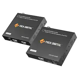 J-Tech Digital - 4K 60Hz HDMI Extender Balun Over Ethernet (230ft.) w/ Audio Extraction, PoC, IR - Black