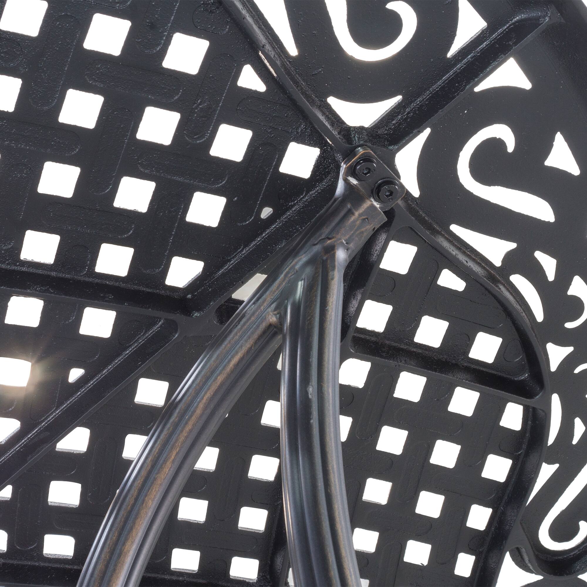 Left. Mondawe - Patio Outdoor Round Aluminum Dining Table - Black.