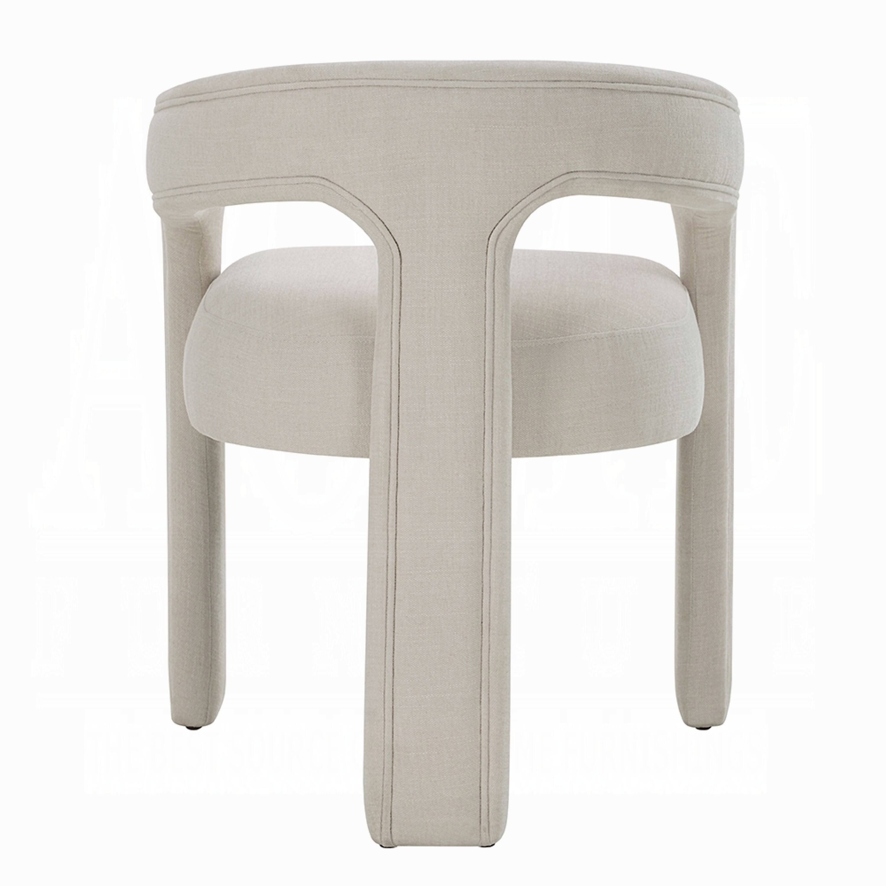 Alt View 2. Manhattan Lane - Gamo Set of 2 Side Dining Chair, Rounded Back, Modern White Chenille - White.