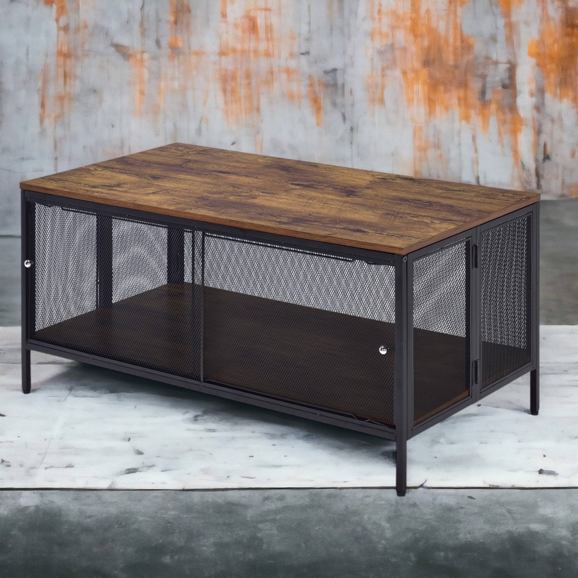 Angle. GOODSILO - Antique Oak and Black Finish Foldable Coffee Table with Storage Compartment for Living Room Decor - Black+Oak.