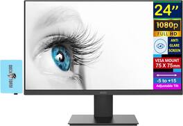MSI - 24'' FHD VA Monitor, Anti Glare, Anti Flicker, VESA Mount, Low Blue Light, HDMI & DKZ Hub, (PROMP241X) - Black