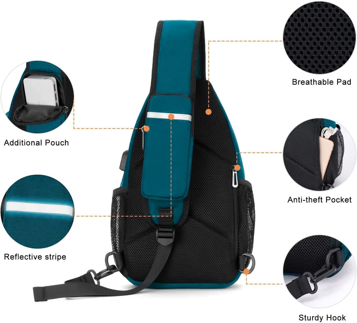 - Breathable Pad
- Additional Pouch
- Anti-theft Pocket
- Reflective Stripe
- Sturdy Hook