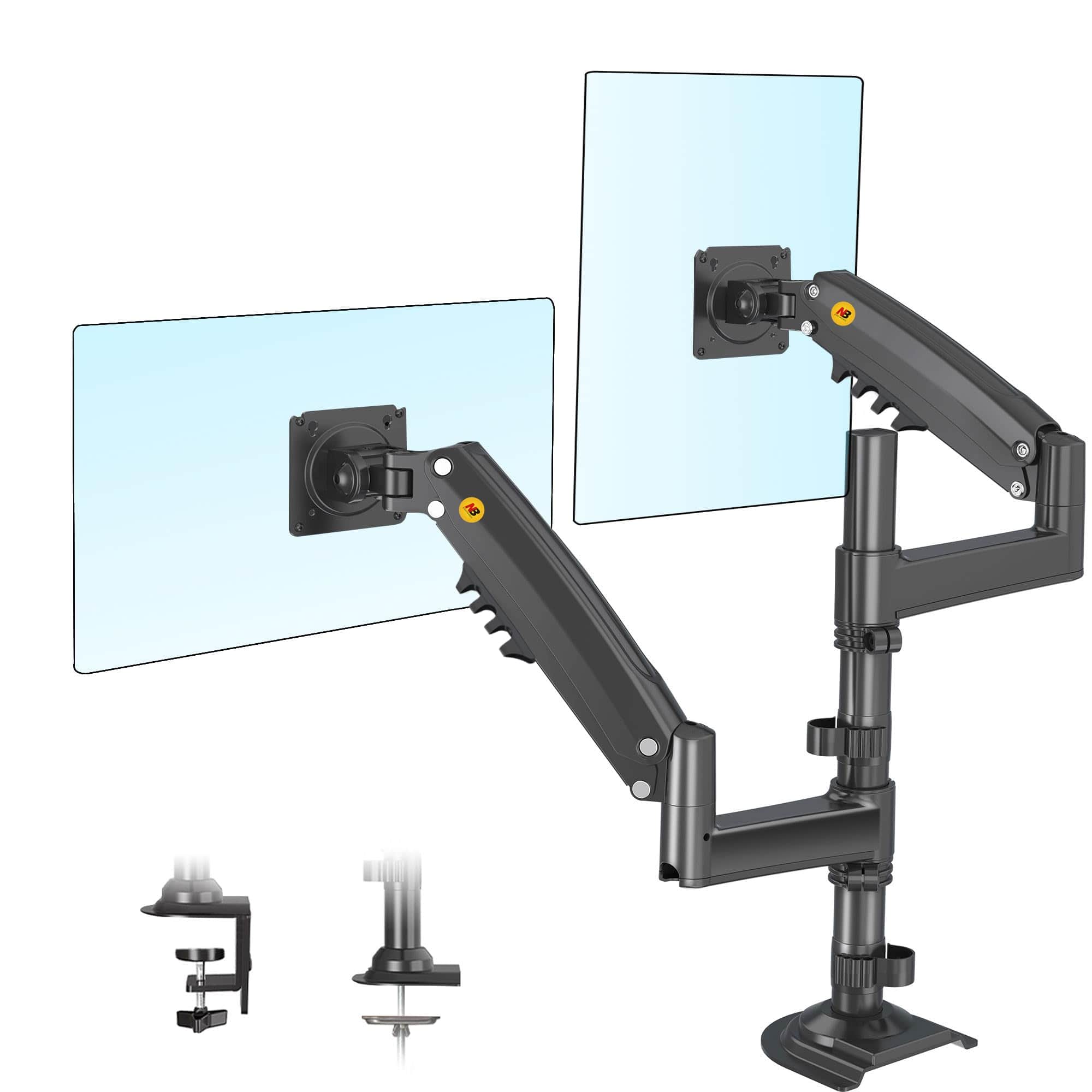 Hirose Alice - Dual Monitor Desk Mount Stand Full Motion Swivel Computer Arm Fits 2 Screens Up To 27'' With Load Capacity 4.4 - Default