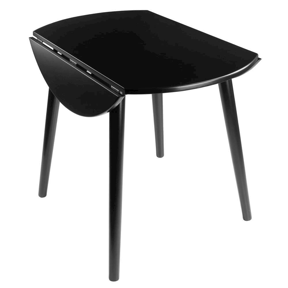 Back. FurniFact - Round Drop Leaf Dining Table - Black.
