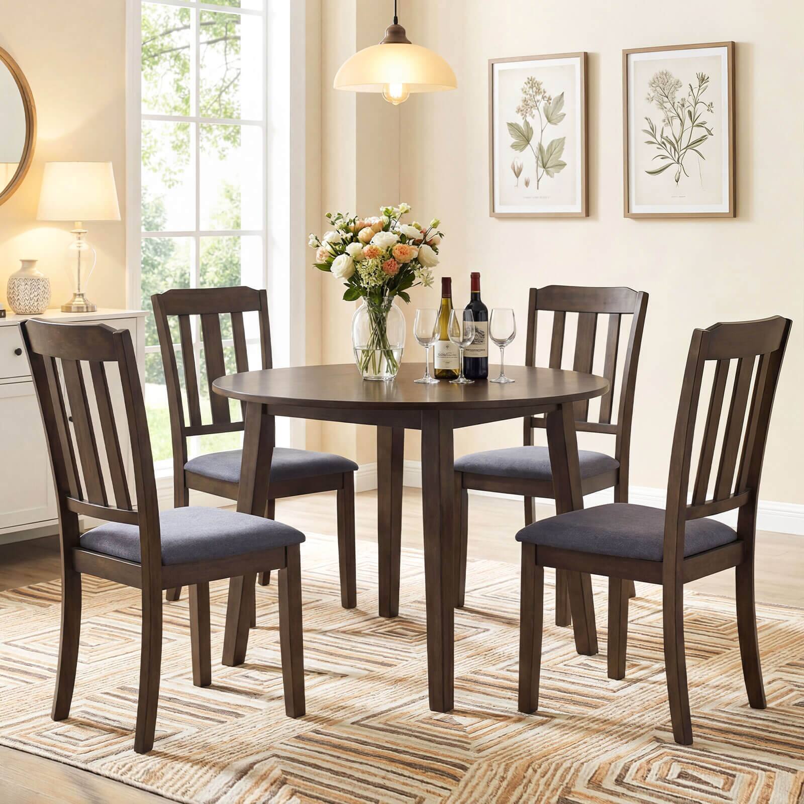 Alt View 4. Costway - Costway Dining Chairs Set of 4 with Comfortable Backrest & Padded Seat for Living Room - Brown & Gray.