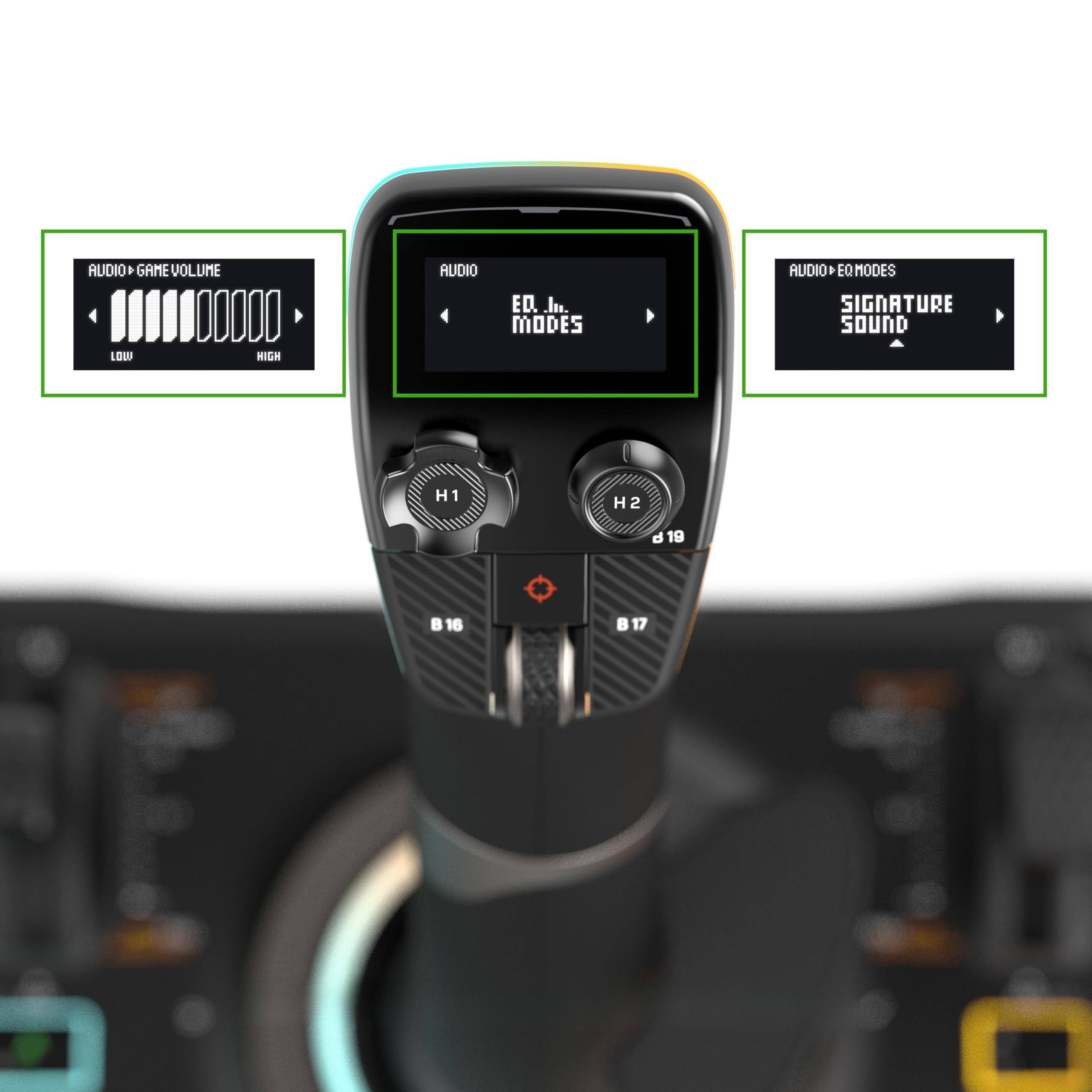 Sure, here is the corrected and grouped text from the image:

---

**AUDIO GAME VOLUME**  
LOW HIGH

**AUDIO EQ MODES**  
SIGNATURE SOUND

**AUDIO ED. MODES**

---

**H1**  
**H2**  
**B16**  
**B17**