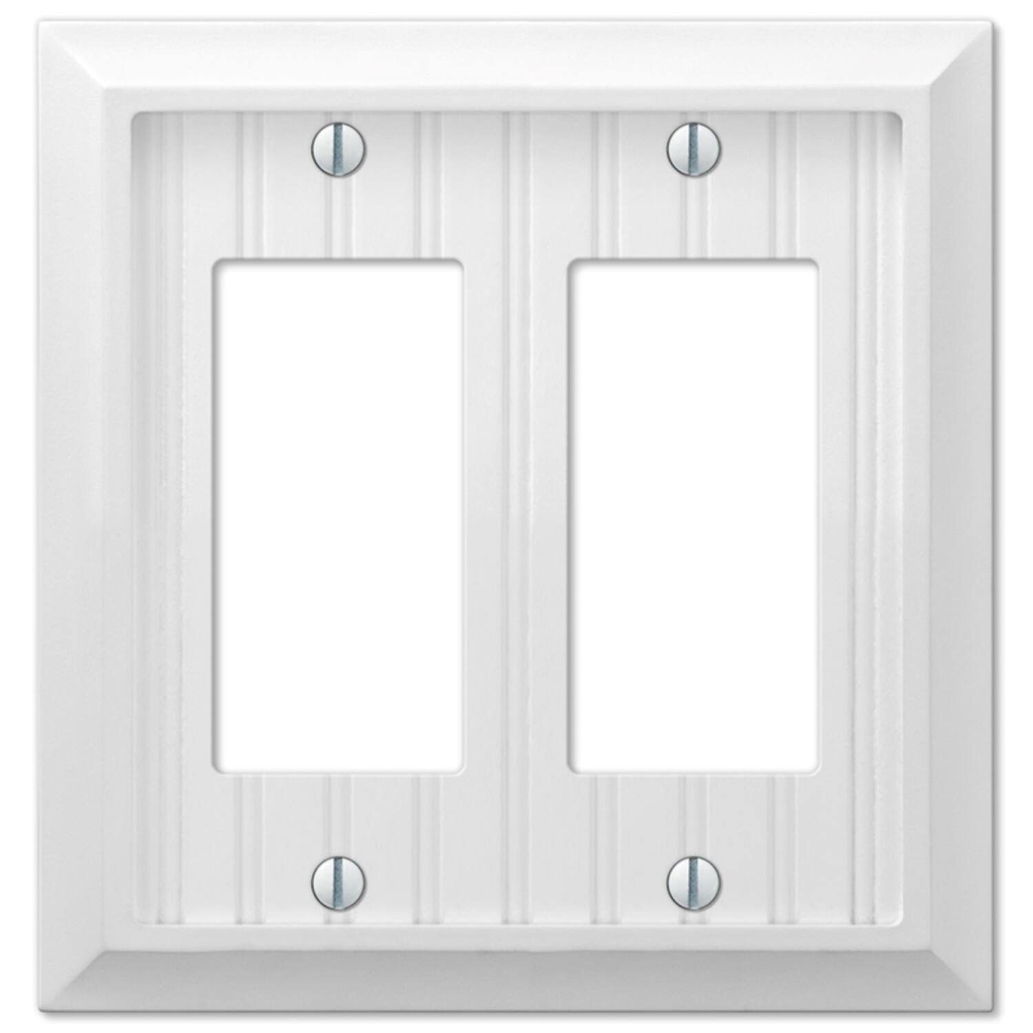 Angle. AMERELLE - Amerelle Cottage White 2 gang Wood Decorator Wall Plate 1 pk - White.