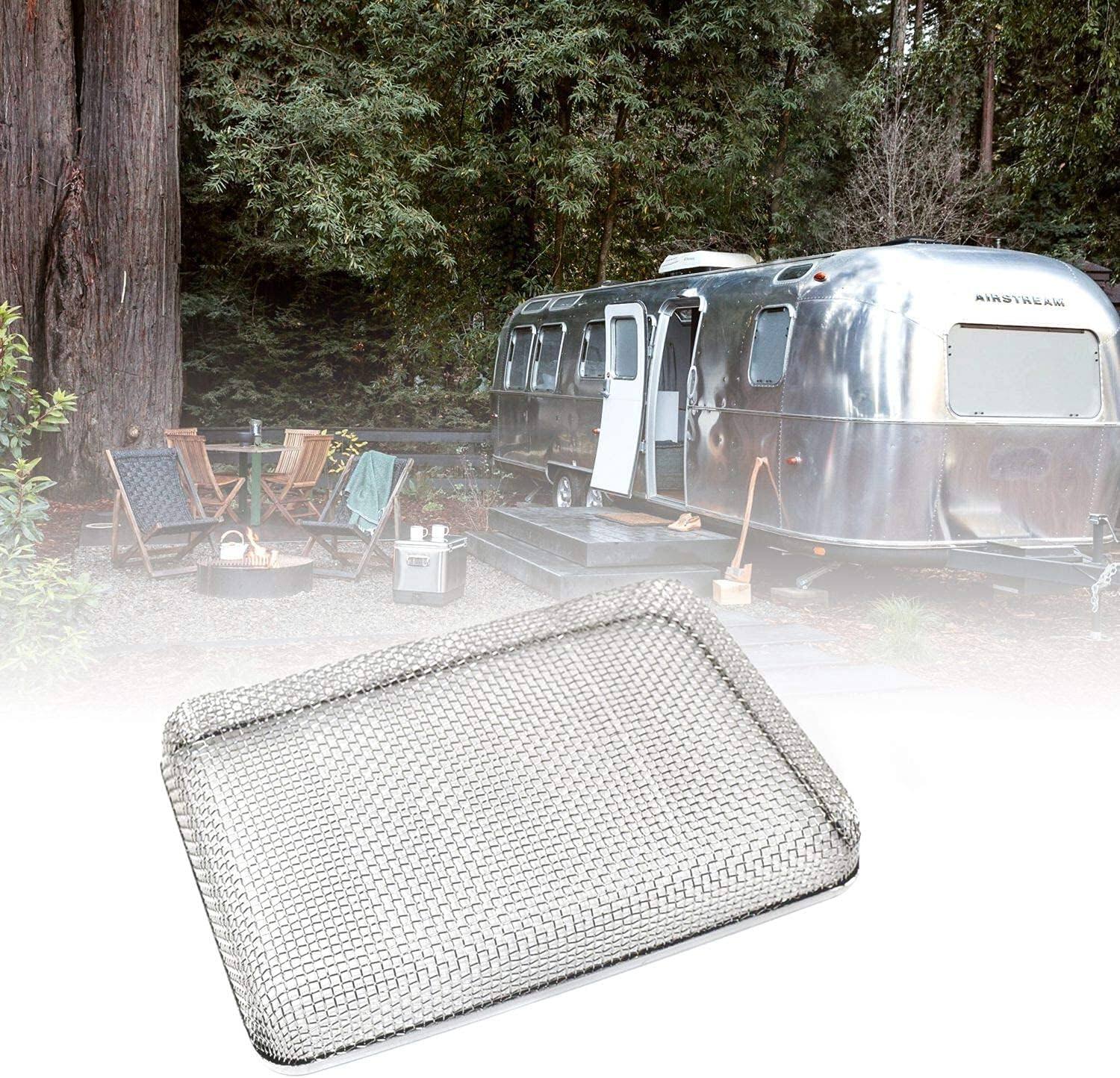Alt View 1. HQRP - HQRP 5.9"x8.5" RV Vent Screen Cover w/Installation Tool, Atwood 6/10 Gal, Suburban 6 Gal - Silver.