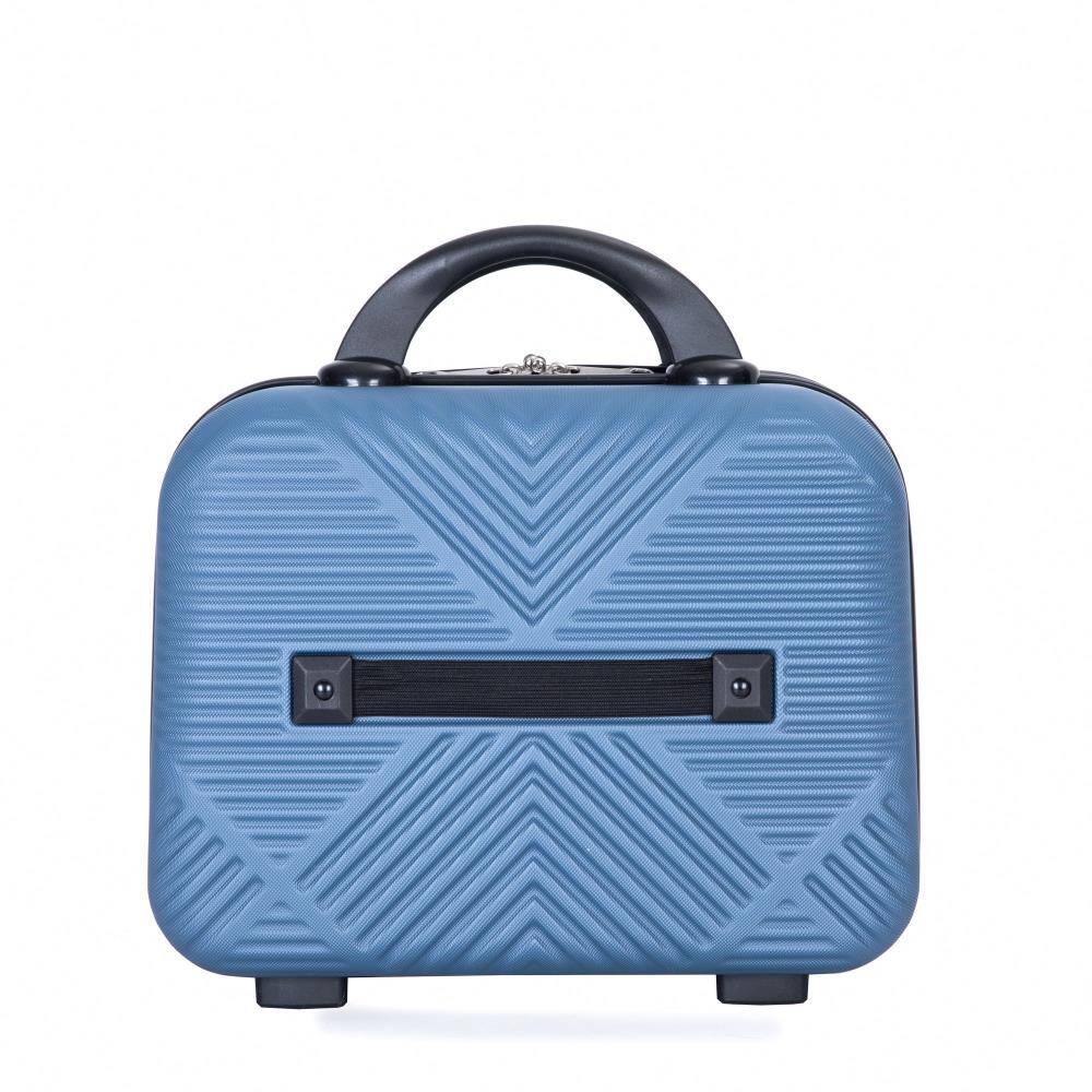 Alt View 4. BreeBe - 4-piece ABS lightweight suitcase, 14 inch makeup box, aircraft wheels - Blue.
