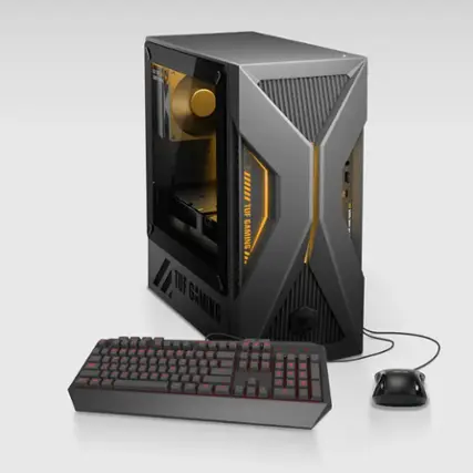TUF GAMING is written on the side of the computer tower.