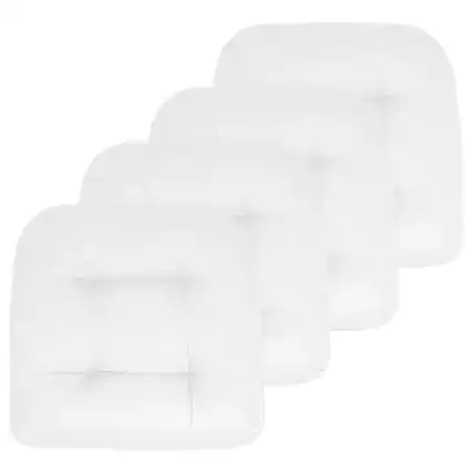Front. Sweet Home Collection - Patio Cushions Indoor/Outdoor Chair Pads Tufted 19" x 19", 4-Pack - White.