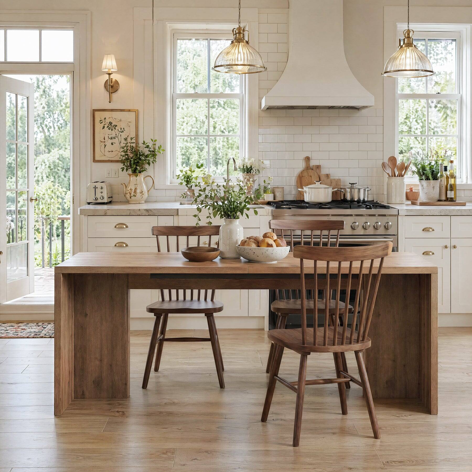 Alt View 2. Tribesigns - Solid Wood Dining Table with Rectangular Top for Everyday Meals and Family Gatherings - Brown.