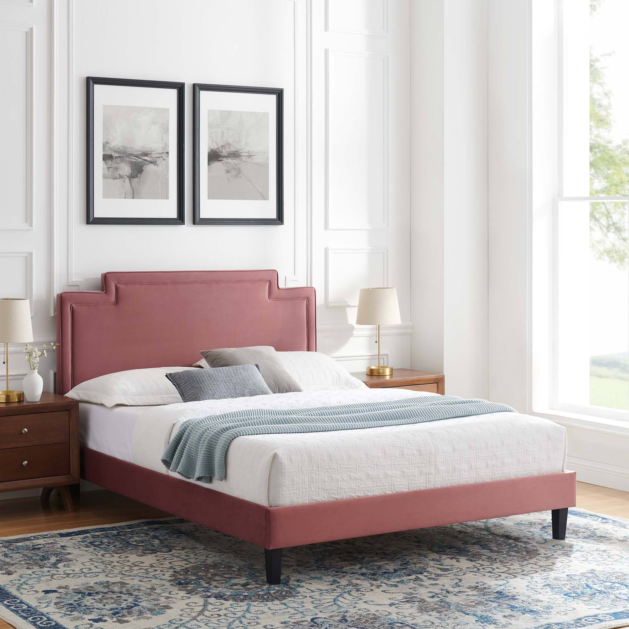 Alt View 5. Modway - Garcelle Performance Velvet King Platform Bed - Red.