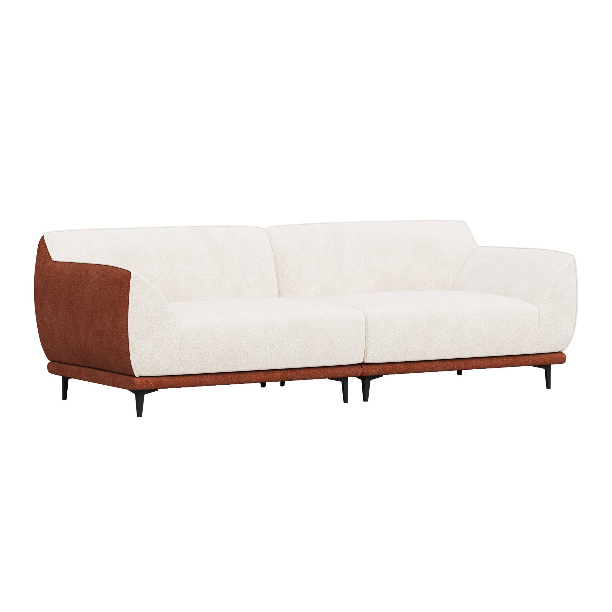 Alt View 4. luck idea - 86.61" Modern Upholstered Sofa with Fabric, High-Density Foam Cushion, Solid Wood Frame & Metal Legs - Off-white.