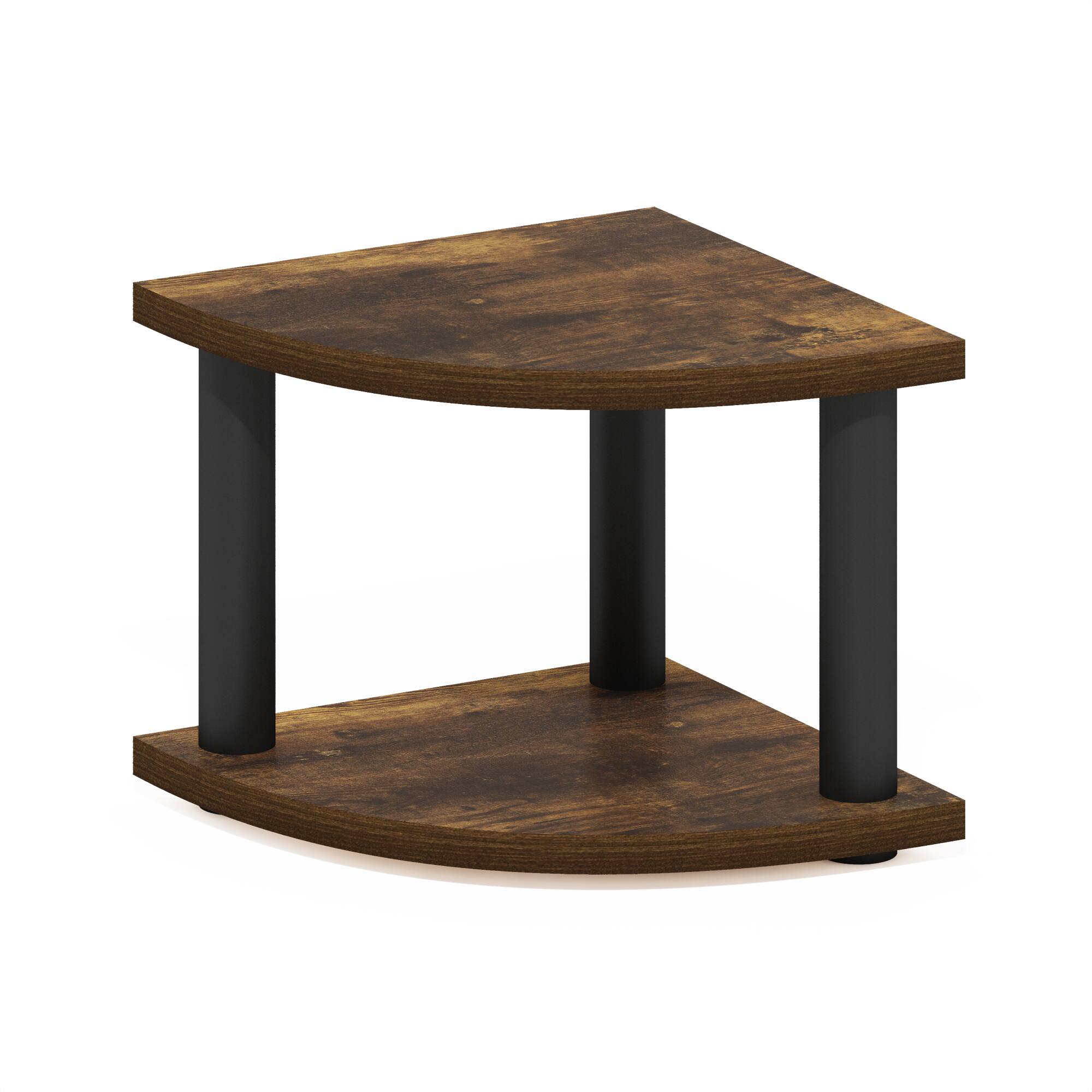 Front. Furinno - Turn-N-Tube 2-Tier Corner Countertop Organizer Shelf - Amber Pine/Black.