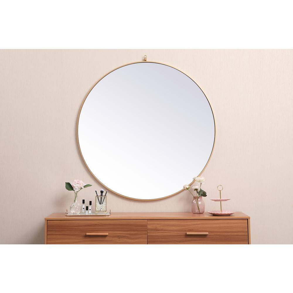 Elegant Decor - Metal frame round mirror with decorative hook 45 inch - Brass price history on PriceWatchPro