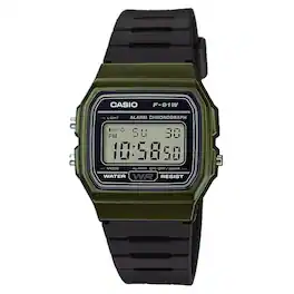 Casio - Men's Classic Digital Watch with Military Green Case - F-91WM-3ACF - Black