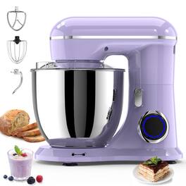 GlowWise - Effortless 660W Stand Mixer, 6.5QT 6-Speed with Pulse Button & Complete Dishwasher-Safe Set - Purple