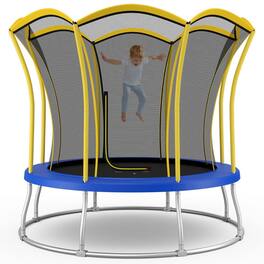 Pefilos - 10 Feet Unique Flower Shape Trampoline with Galvanized Steel Frame- Bounce Trampoline for Outdoor as Garden, Park - Yellow