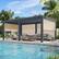 Front. U-HOMY - 12x20 ft Outdoor Aluminum Pergola with Adjustable Rainproof Roof & Privacy Screens - Dark Grey.