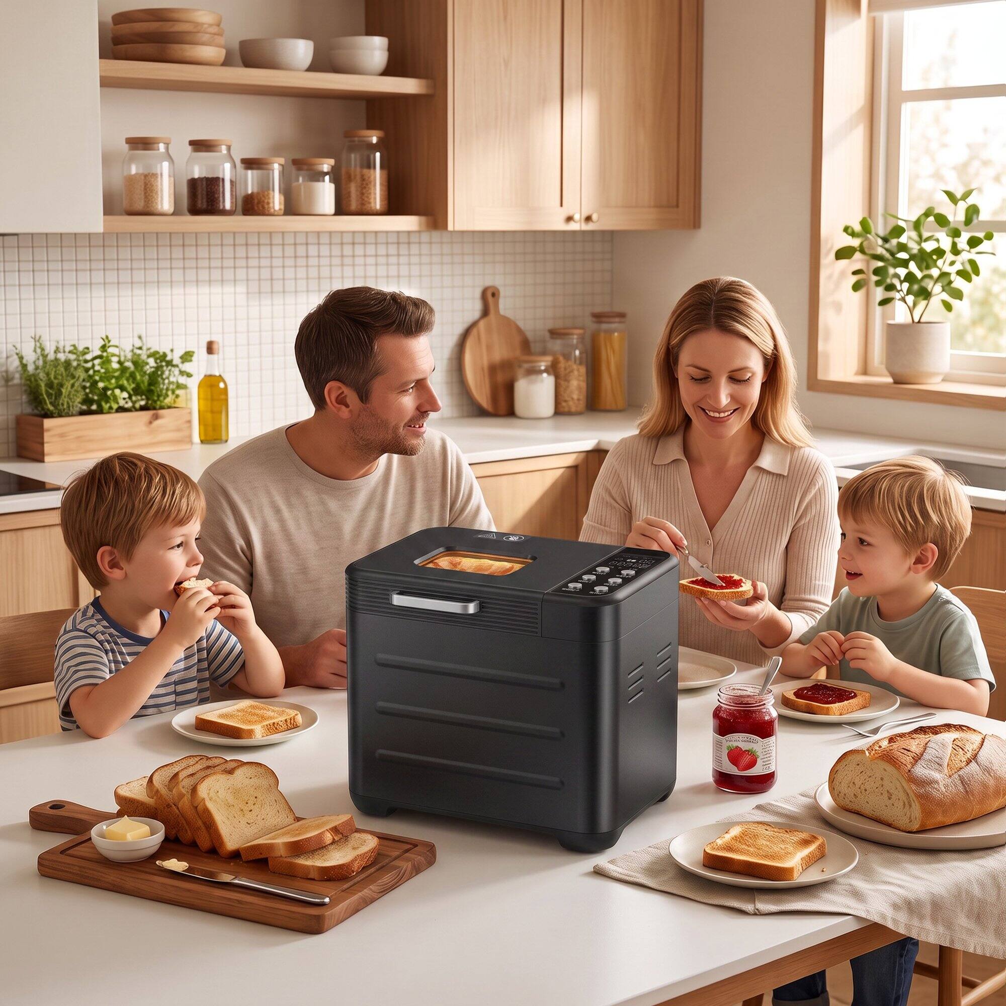 Alt View 3. Sweet - Bread Maker Machine 12-in-1 Menu, 3 Loaf Sizes up to 2 lb, 3 Crust Settings, Removable Baking Pan & Kneading Paddle - Black.