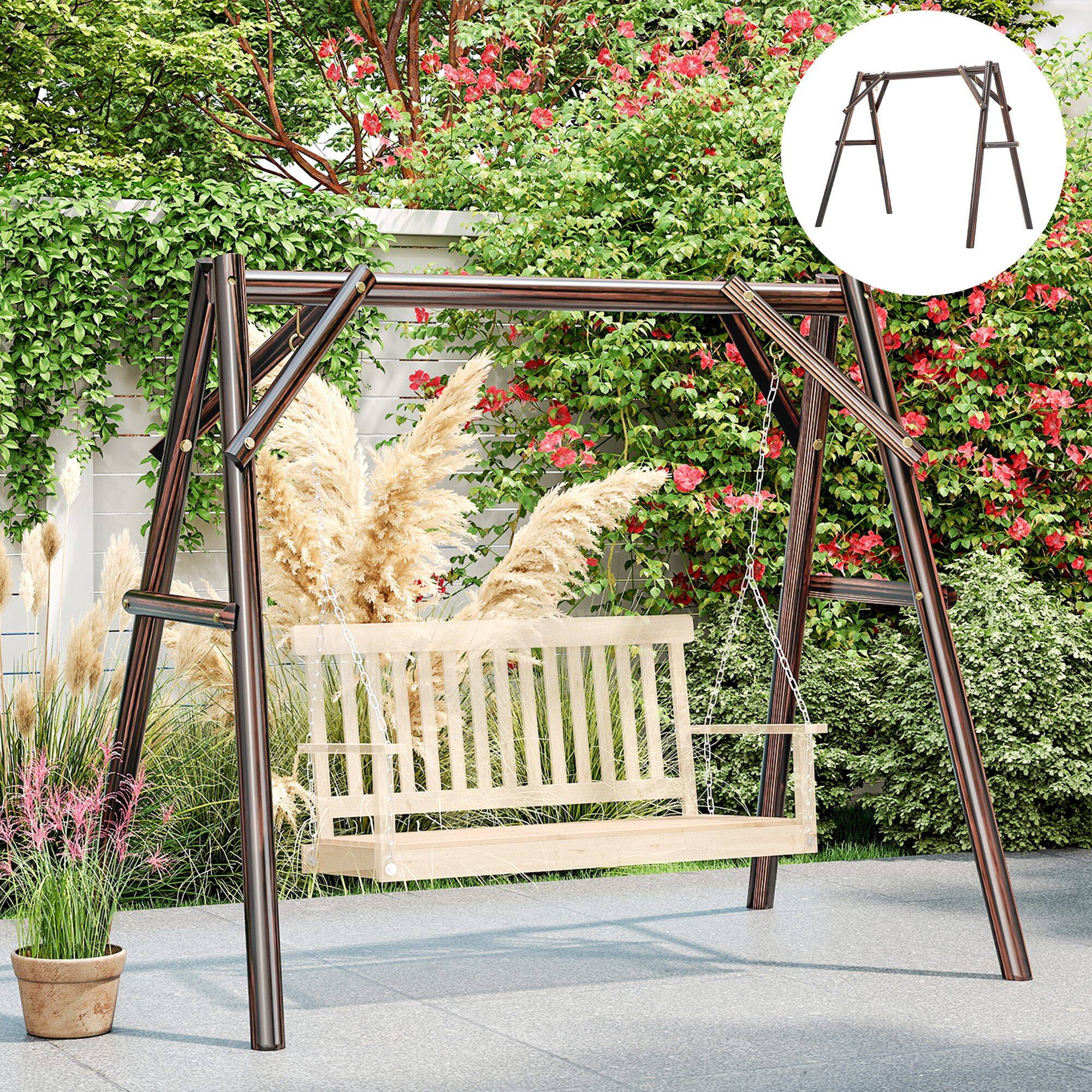 Alt View 7. Outsunny - 660 lbs Porch Swing Frame, Heavy Duty A-Frame Wooden Swing Stand for DIY Painting.