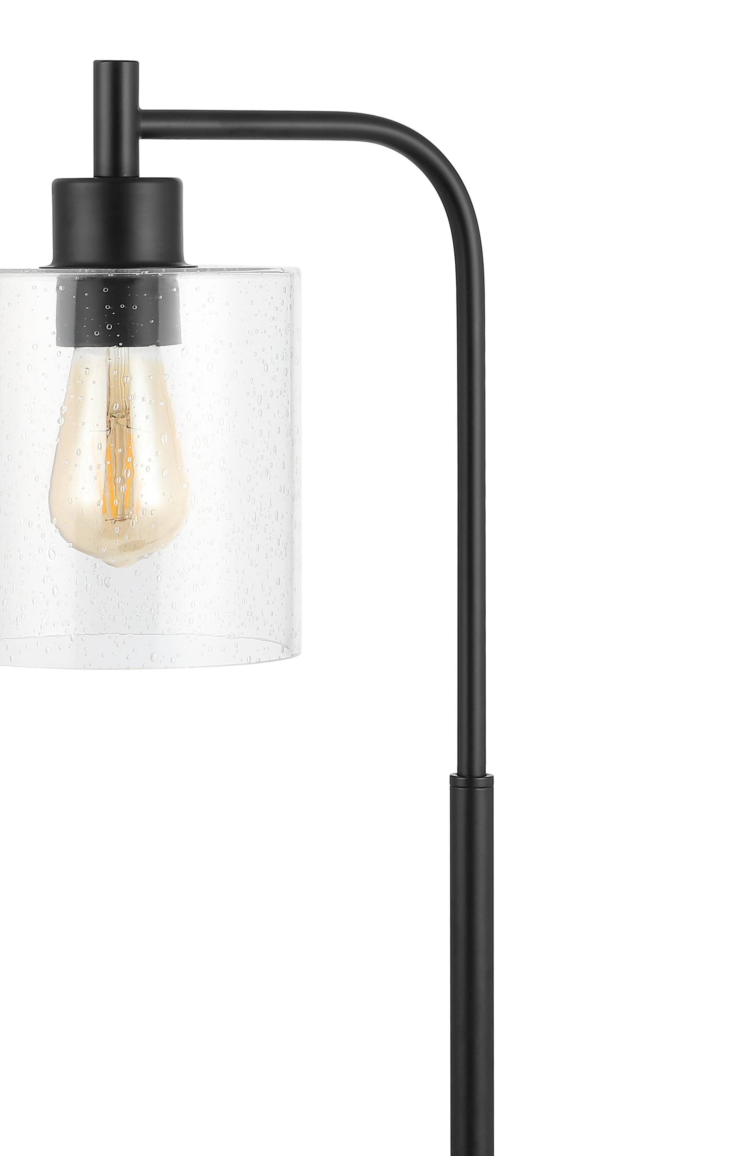 Alt View 3. Jonathan Y - Axel Modern 23" Iron/Seeded Glass Farmhouse Industrial USB Charging LED Task Lamp, Black - Black.