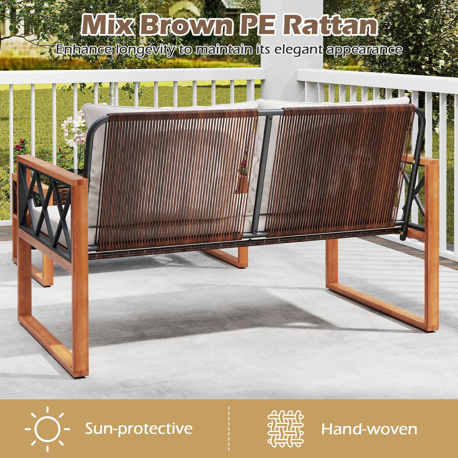 Mix Brown PE Rattan  
Enhance longevity to maintain its elegant appearance  

Sun-protective  
Hand-woven