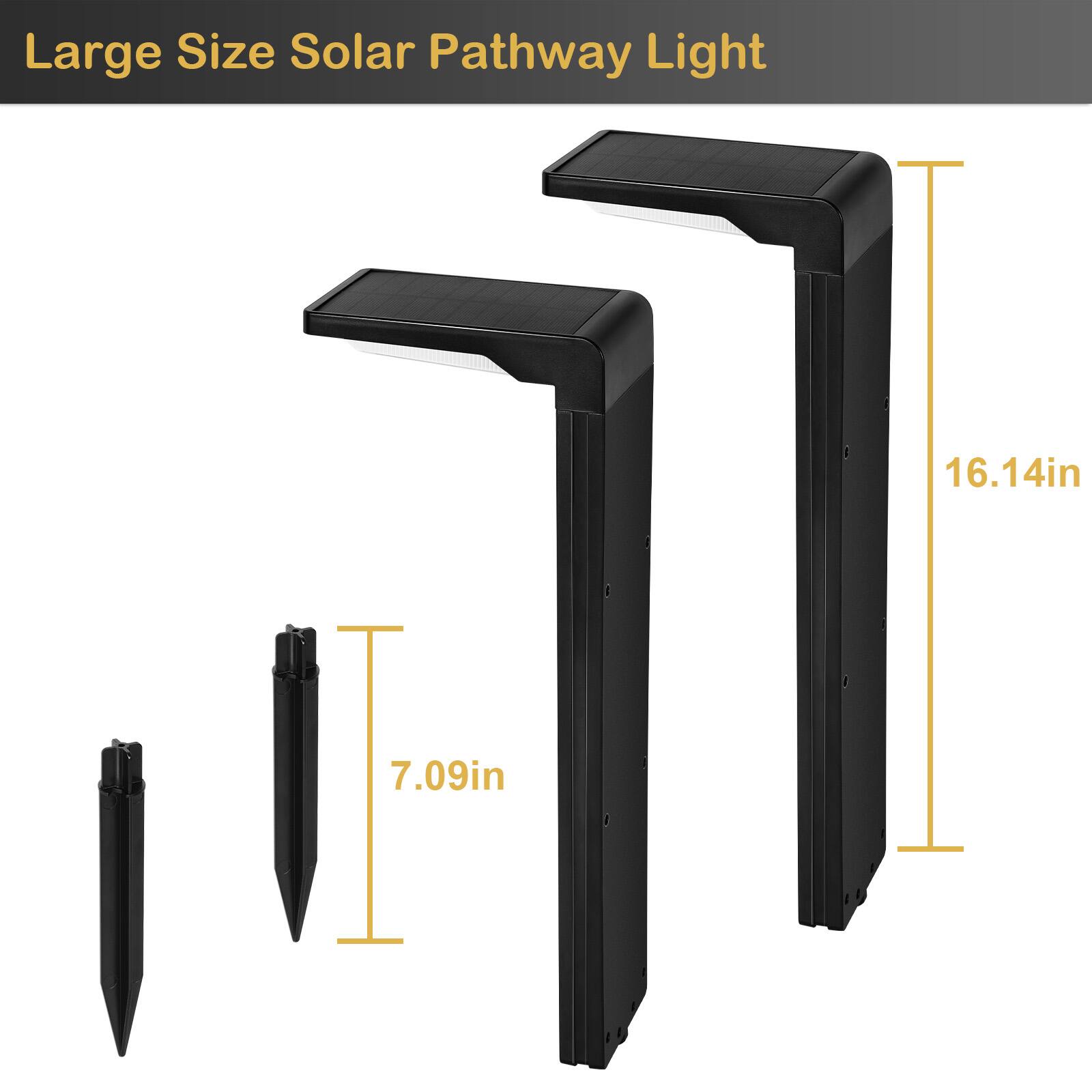 Large Size Solar Pathway Light

- Height: 16.14in
- Width: 7.09in