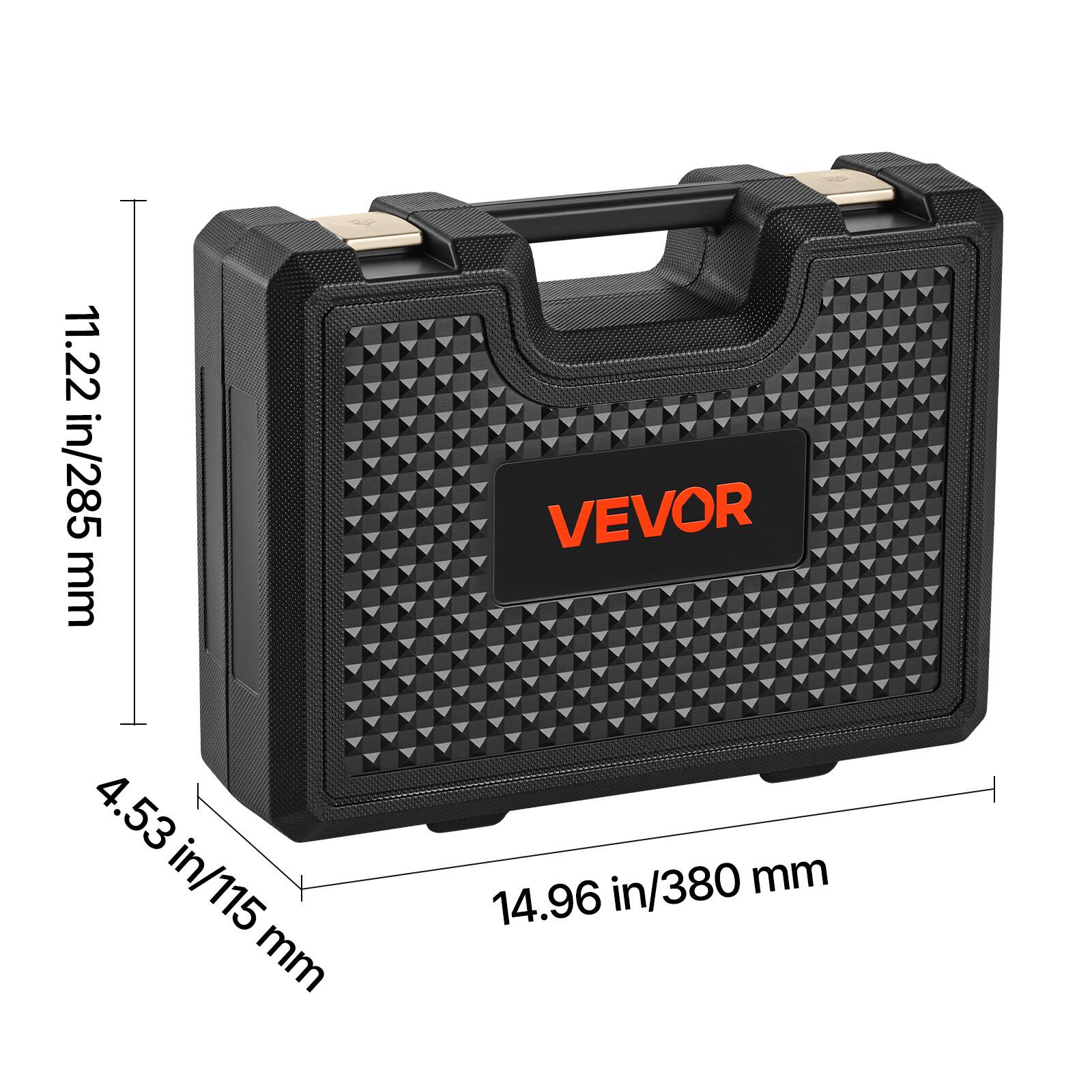 11.22 in/285 mm  
4.53 in/115 mm  
14.96 in/380 mm  

VEVOR
