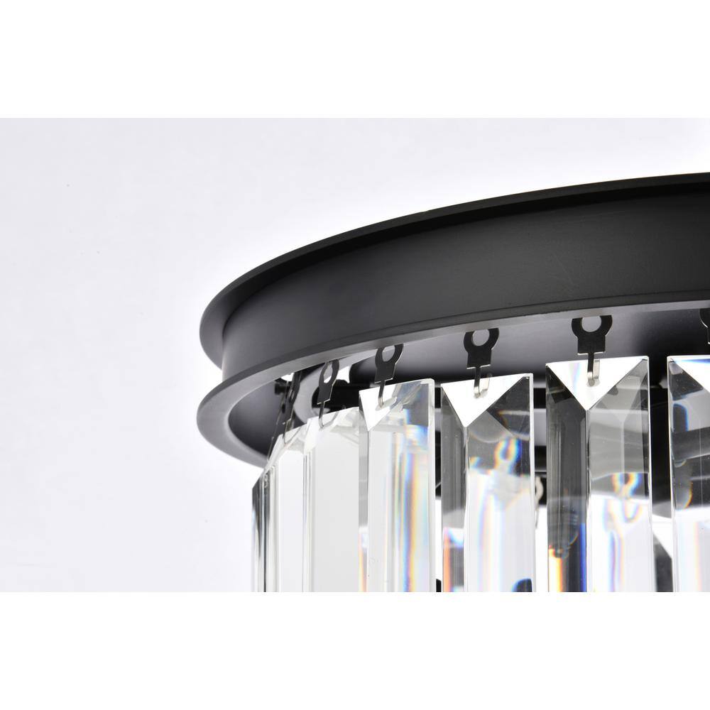 Alt View 4. Urban Classic - Sydney 3 light Matte Black Flush Mount Clear Royal Cut Crystal - Matte Black.
