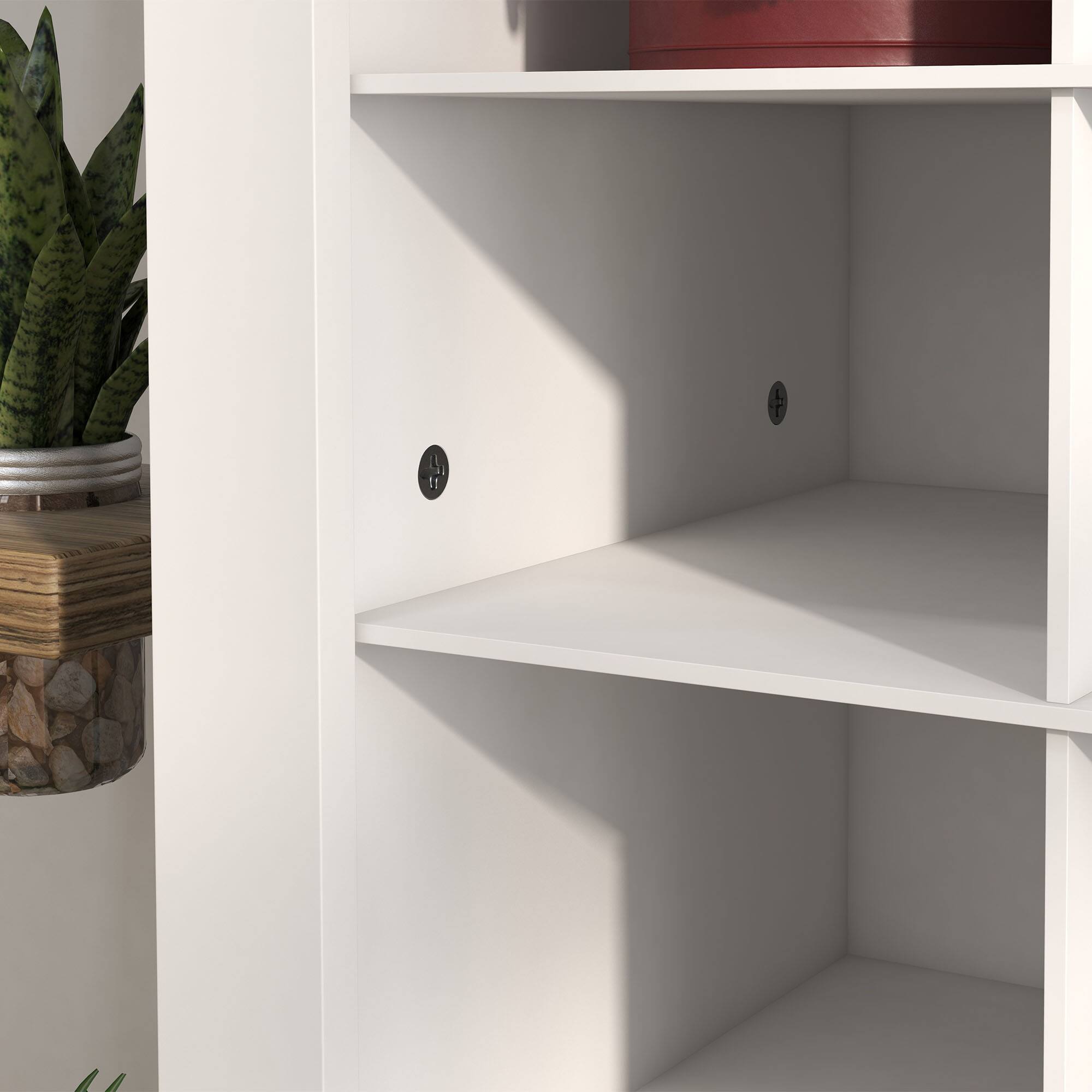 Alt View 8. Homcom - Shoe Storage Cabinet with 3 Heights of Open Cubes for 36 Pairs - White.