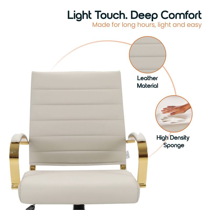Light Touch. Deep Comfort  
Made for long hours, light and easy  

Leather Material  
High Density Sponge