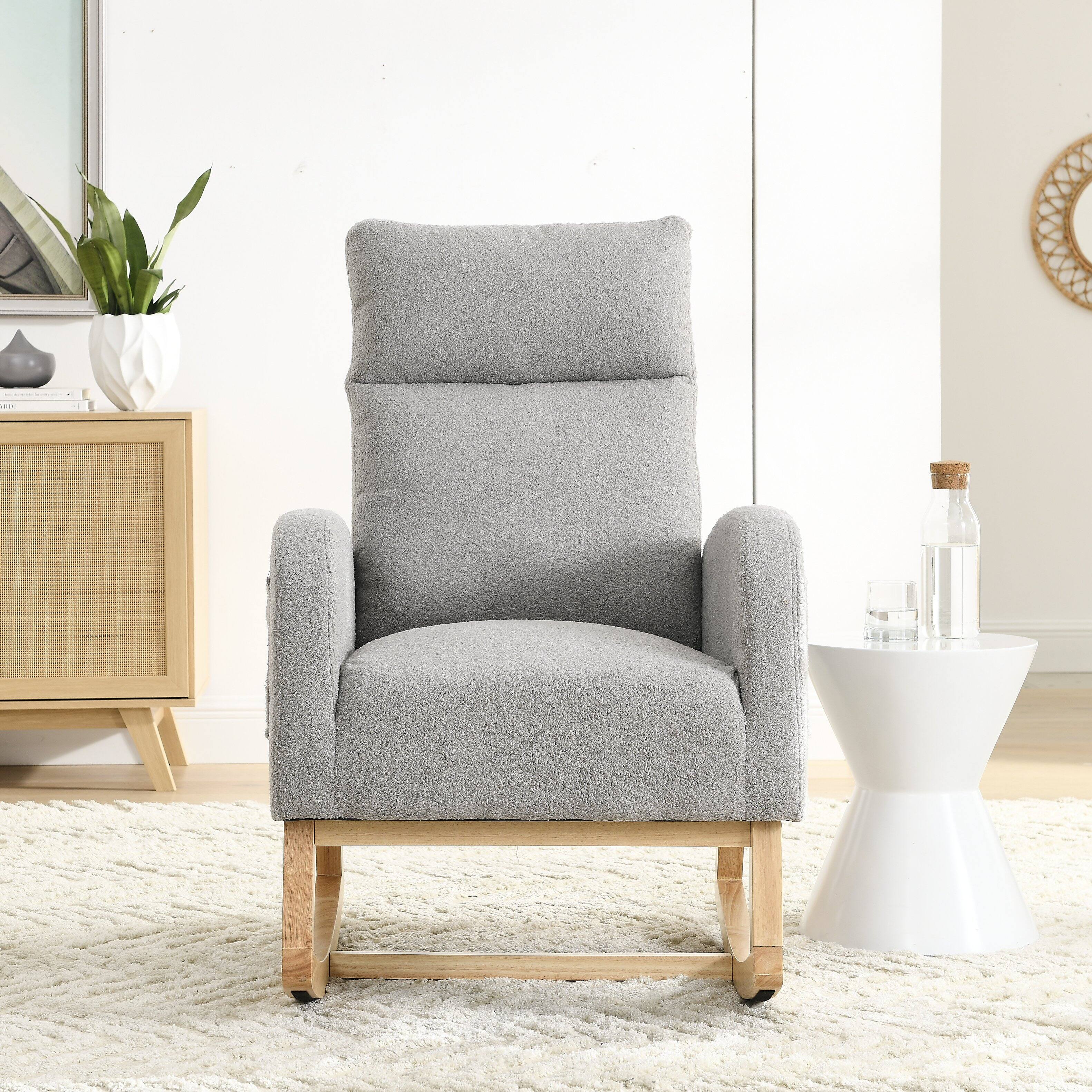 Alt View 5. Ecooso - Modern Accent Rocking Chair with High Backrest and Side Pockets, Living Room Lounge Armchair - Grey.