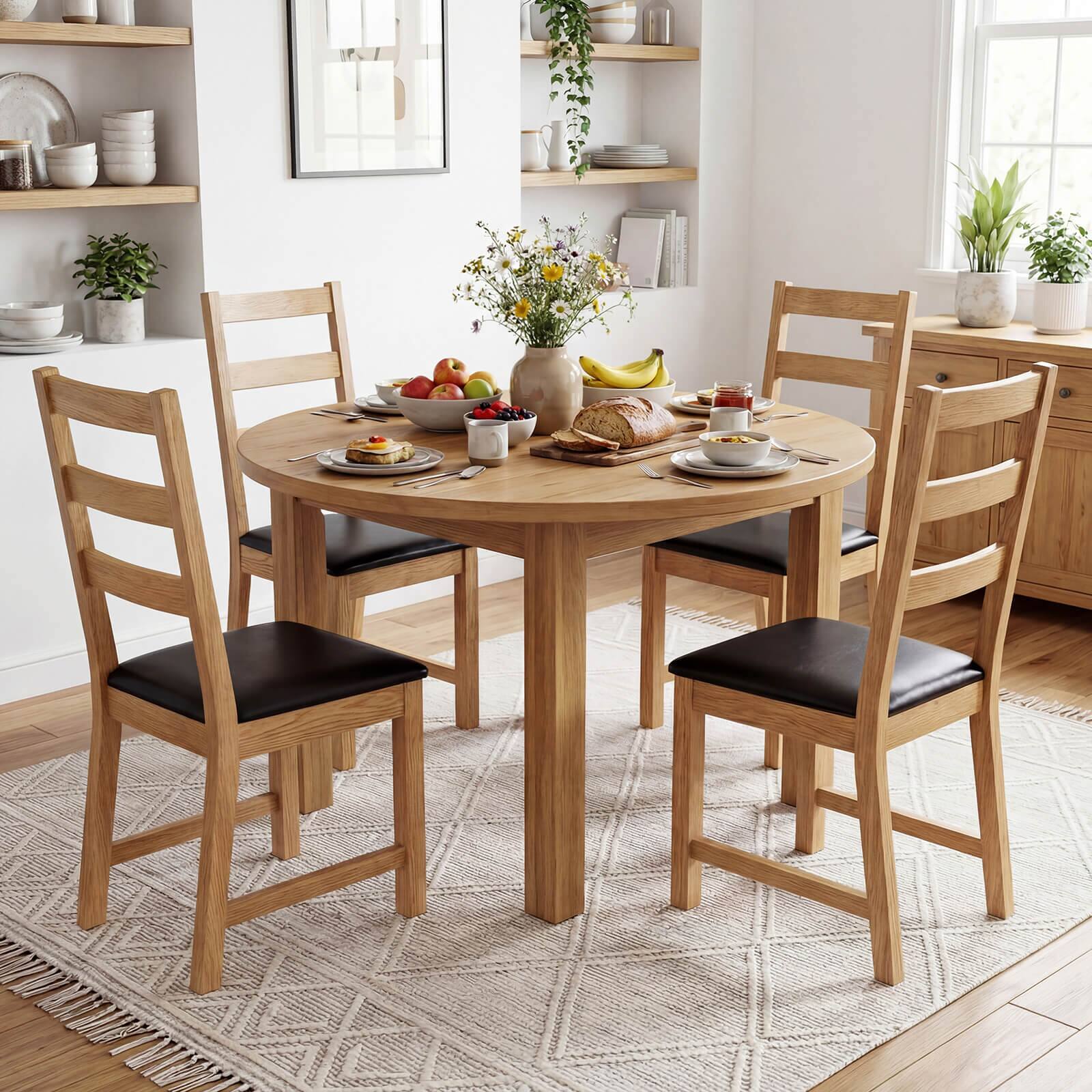 Alt View 5. Costway - Costway Dining Chairs Set of 2 with Hollowed Backrest, Padded Seat, Rubber Wood Legs - Natural & Black.