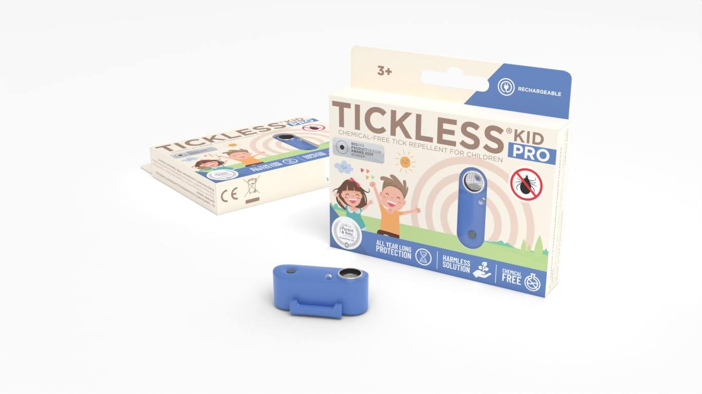 3+ RECHARGEABLE TICKLESS KID PRO CHEMICAL-FREE TICK REPELLENT FOR CHILDREN  
AWARD 2025 FOR PRO N WINNER  
ALL YEAR PROTECTION  
LONG LASTING HARMLESS SOLUTION  
CHEMICAL FREE