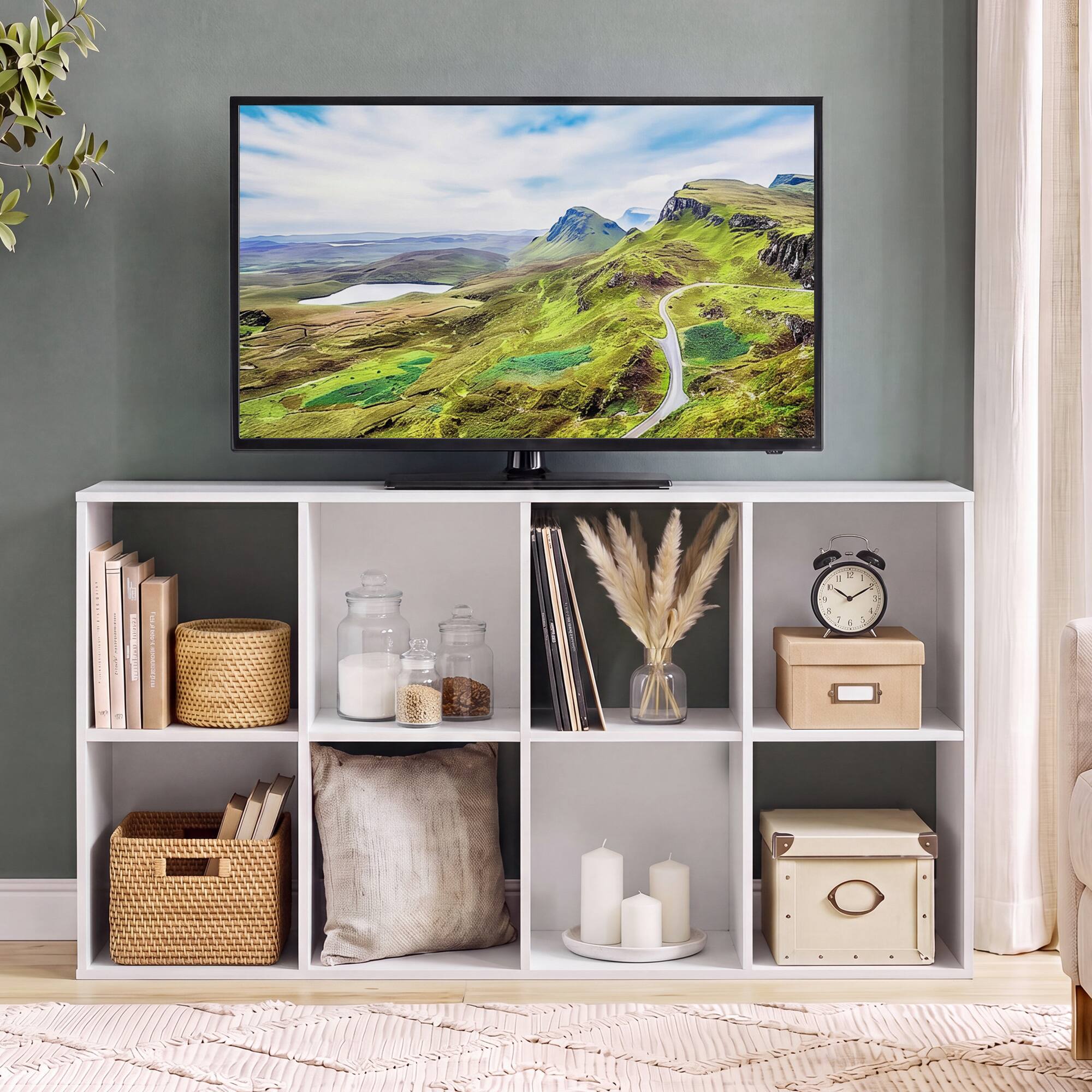 Alt View 1. Sweetcrispy - 8-Cube Storage Organizer, 11-in Display Storage System, Bookshelf w/ Removable Back Panels Vertical Horizontal - White.