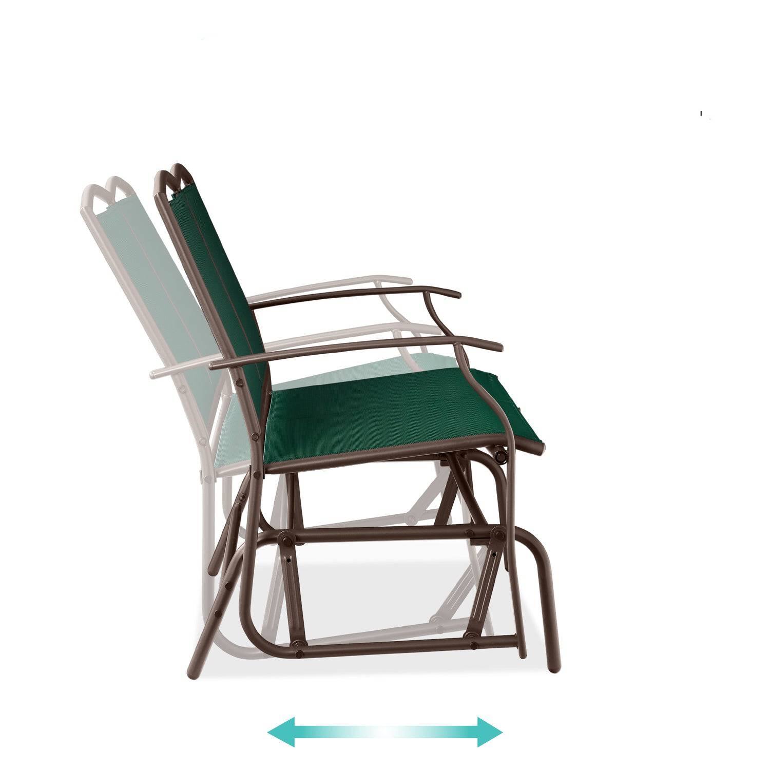 Angle. Hivvago - 2 Seat Mesh Patio Loveseat Swing Glider Rocker with Armrests in Hunter Green - Hunter Green.