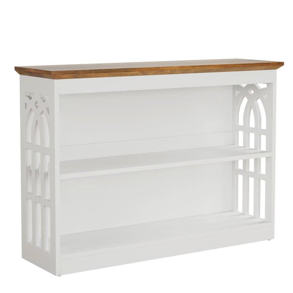 Angle. Kadyn - 41.34-Inch Modern White Console Table, 3-Tier Storage Narrow Sofa Table - White.