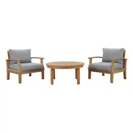 Modway - Marina 3-Piece Outdoor Teak Patio Set - Natural Gray