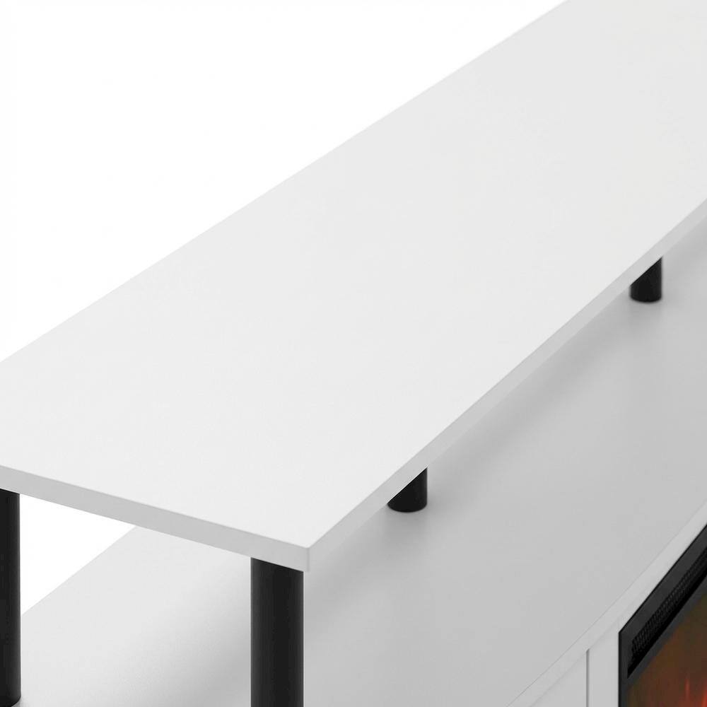 Alt View 4. FurniFact - White Fireplace Entertainment Center, Doors, Storage Cabinet, Up to 55-Inch TV - White.