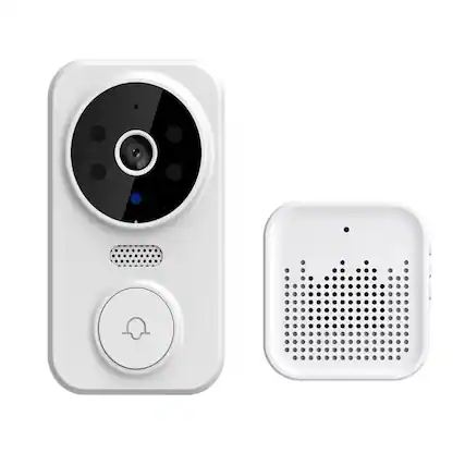 Front. Cluzine - Wireless Doorbell Smart Video Doorbell WiFi Security Camera Two-Way Video Intercom Remote Monitor Tuya Control White.