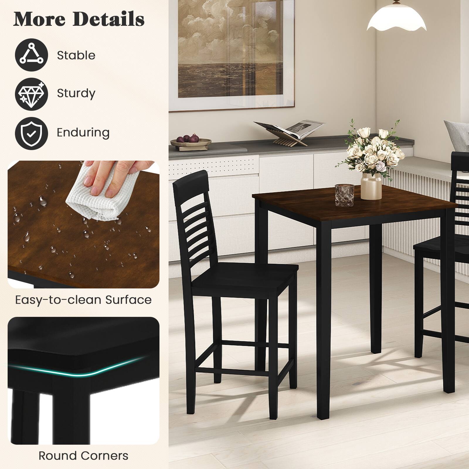 More Details  
- Stable  
- Sturdy  
- Enduring  

Easy-to-clean Surface  

Round Corners