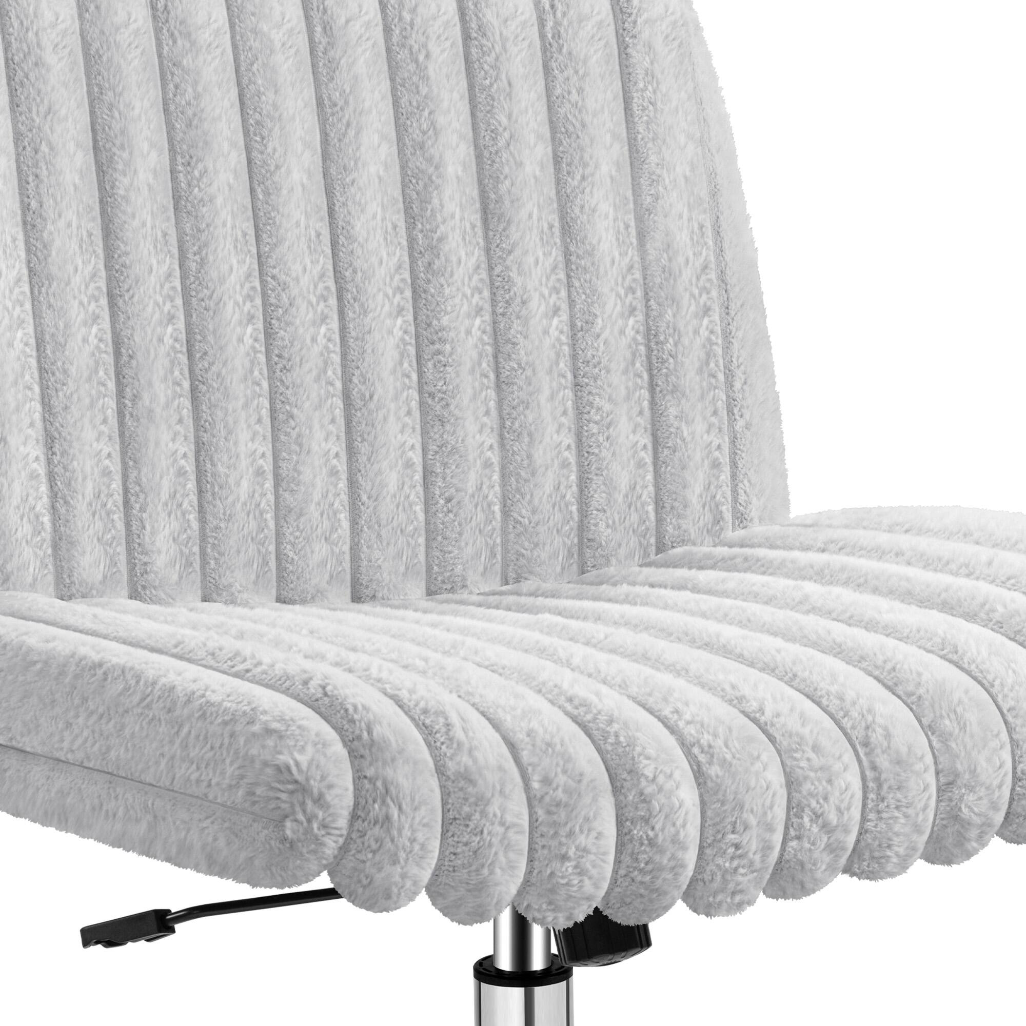 Alt View 6. KERDOM - Wider Seat Criss Cross Chair, Armless Ergonomic Office Chair No Wheels, Soft Velvet Vanity Makeup Chair For Home Bedroom - Grey.