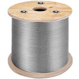 VEVOR - 3/16 Inch 7x19 Stainless Steel Aircraft Cable Reel 500FT Stainless Steel Cable T304 Wire Rope Winch Cable Replacement - Silver