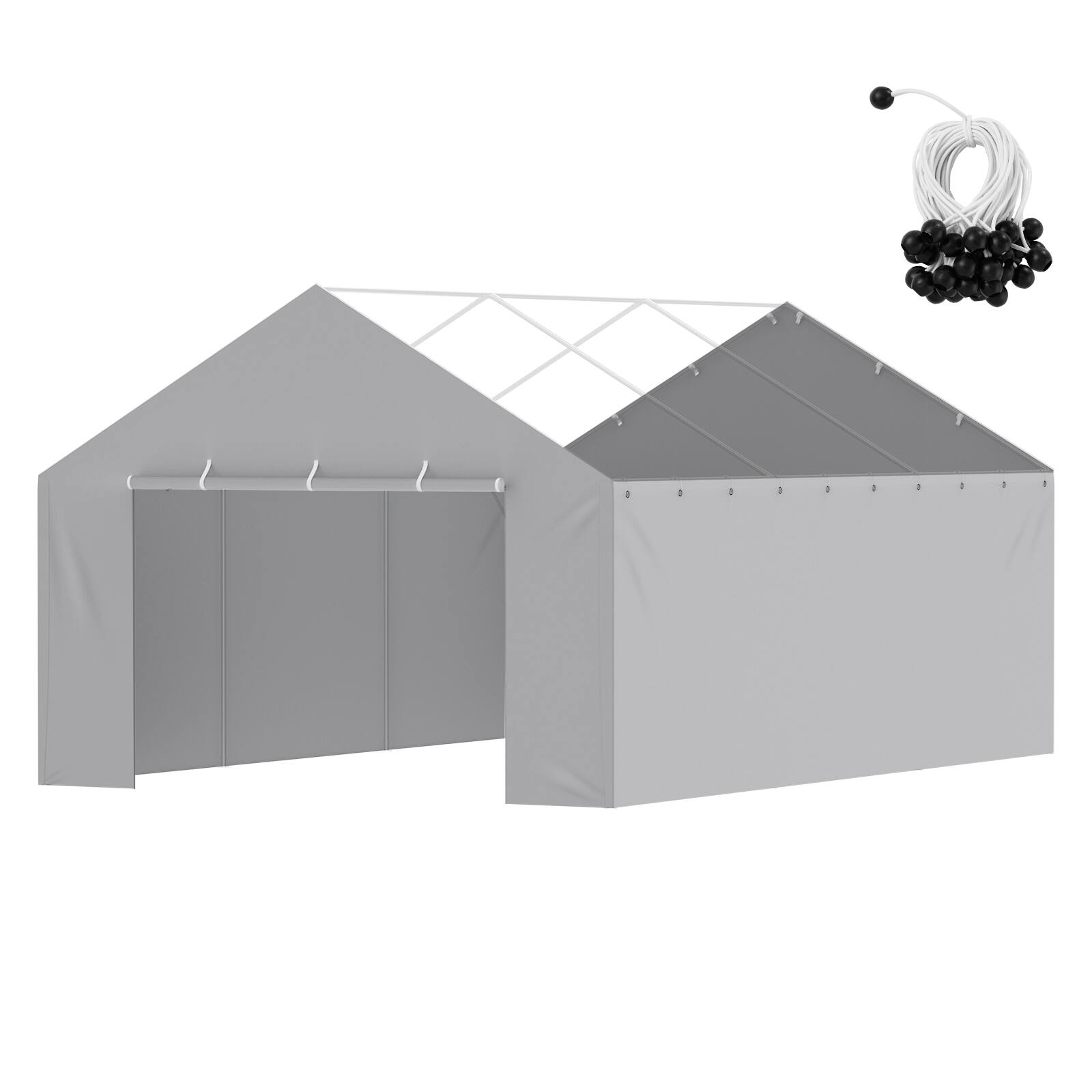 Alt View 5. VEVOR - Carport Replacement Canopy Cover Side Wall 13 x 20 ft, Garage Tent Shelter Tarp Heavy-Duty Waterproof & UV Protected - Grey.